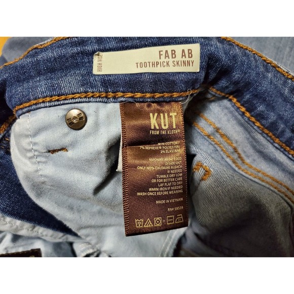 KUT Fab Ab Toothpick Skinny Jeans Womens Size 4 Regular Blue High Rise Stretch - Picture 9 of 15